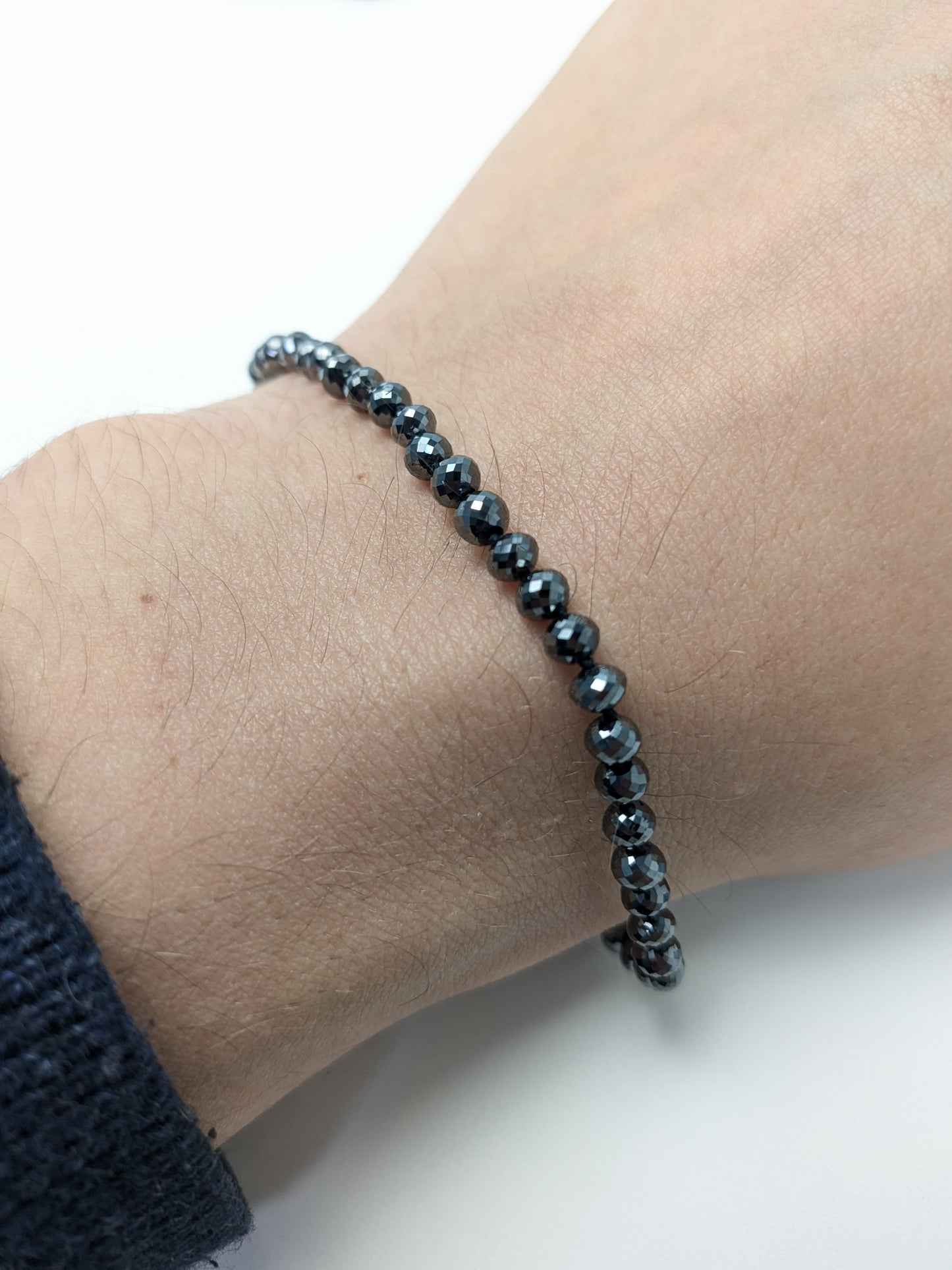 3.5-4.0mm Black Diamond Round Bead Knotted Bracelet (15ct Tot. Dia. Wt.)