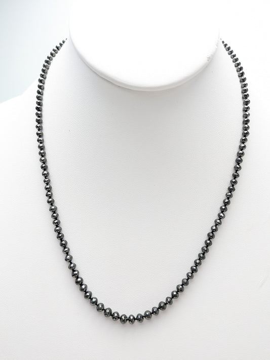 3.5mm-4.0mm Black Diamond Round Bead Knotted Necklace (47ct-56ct) Tot. Dia. Wt.)