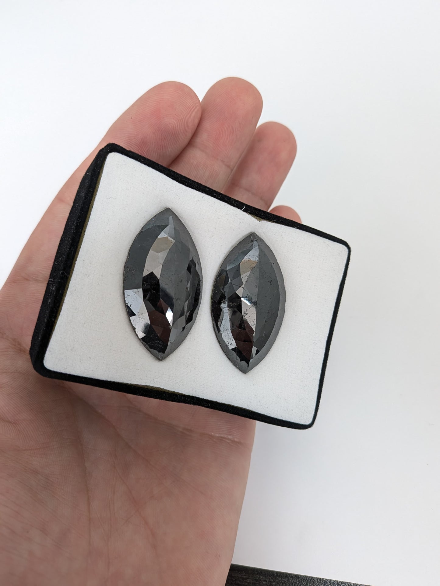 Pair of Marquise Rose Cut Black Diamonds - 100.16cts - 09718