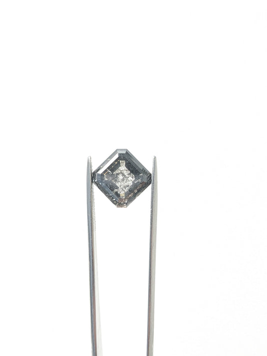 Emerald Cut Salt and Pepper Diamond Full Cut - 5.90cts - 02565