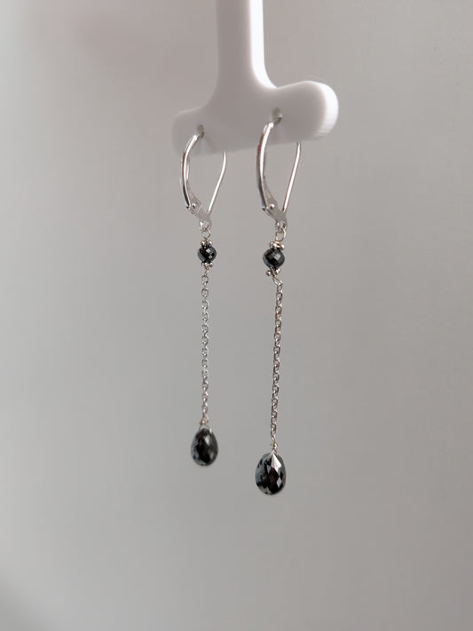 Black Diamond Drop Earrings in 14KW (4ct Tot. Dia. Wt.)