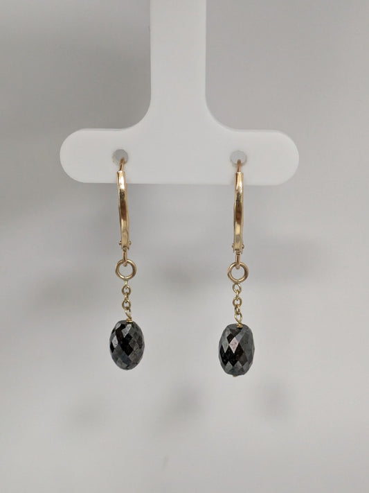 Black Diamond Drop Earrings in 14KY (4ct Tot. Dia. Wt.)