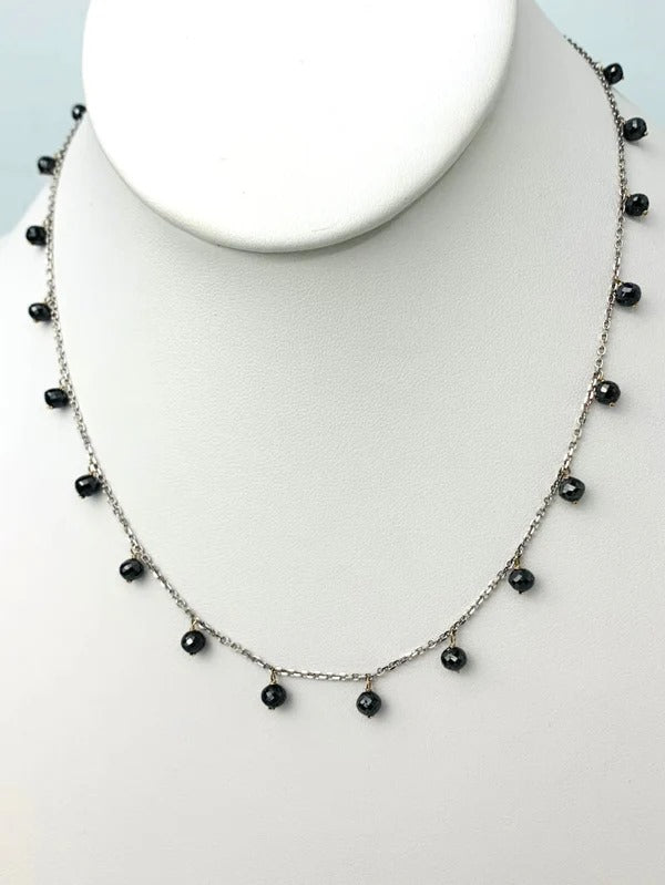 16"-18" Black Diamond Dangle Necklace in 18KY