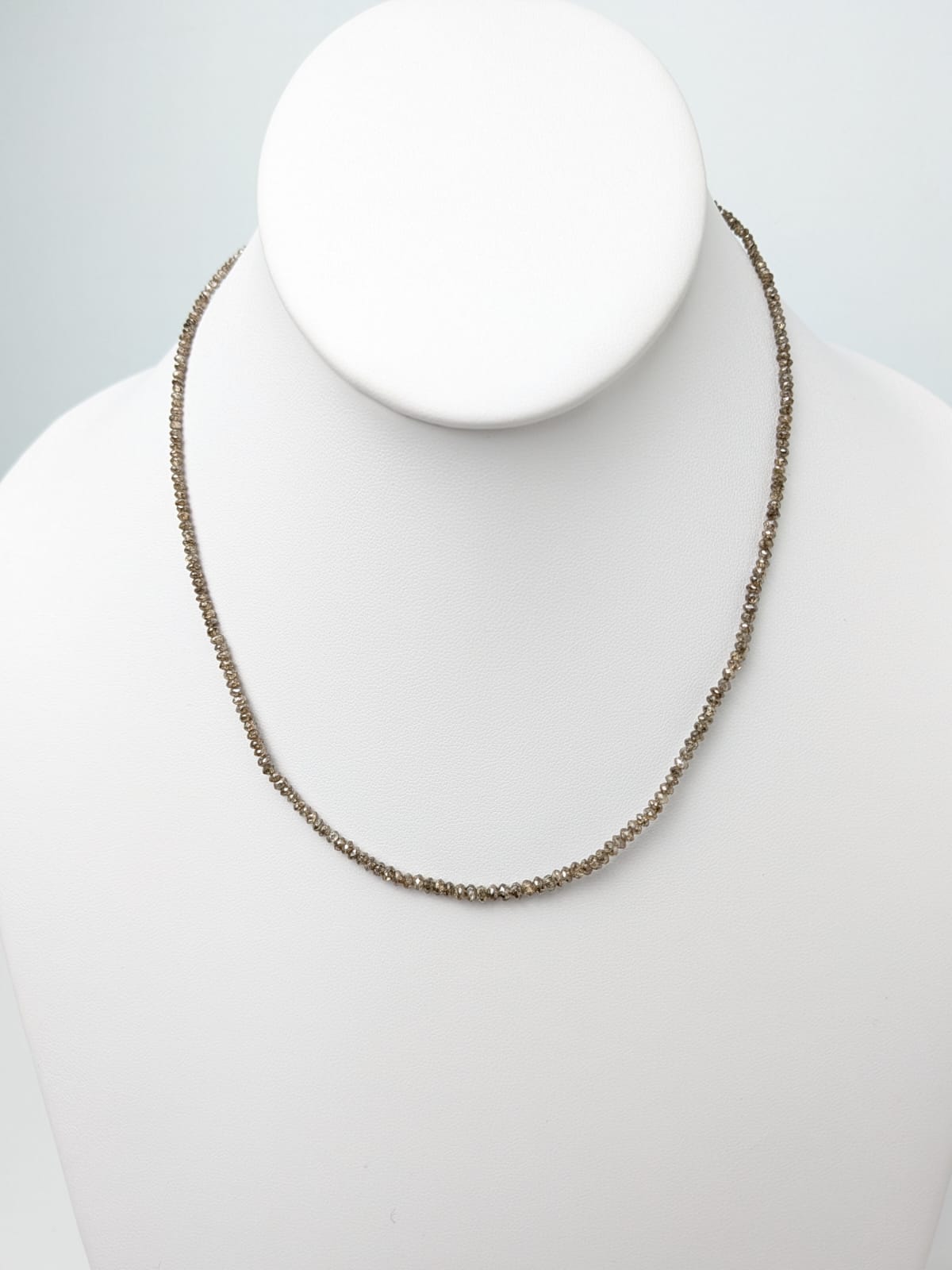 Rustic Brown Diamond Round Solid Strand Necklace in 14KY 2-3mm Bead Size