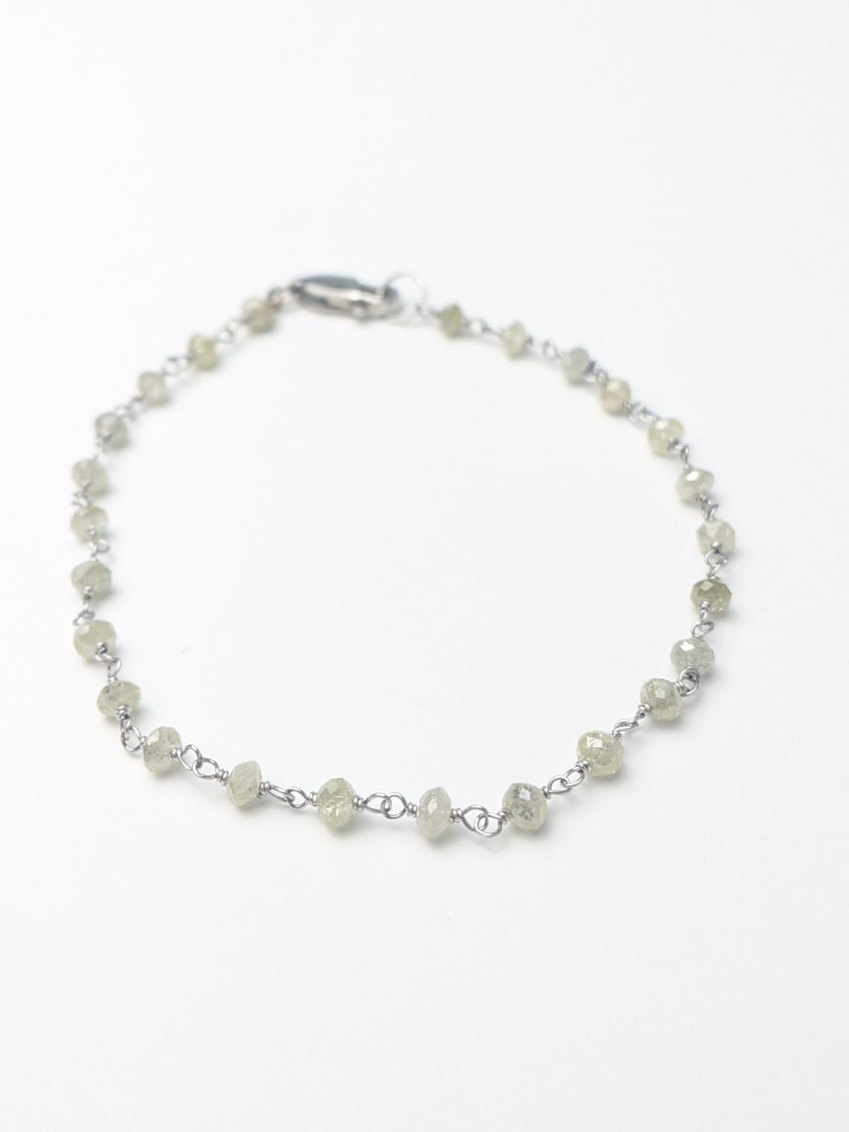 Grey Diamond Round Rosary Bracelet in 14KY and 14KW (2.5mm-3mm bead size)