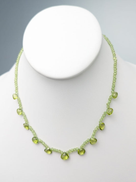 15" Peridot Strand Necklace with Dangly Accents NCK-712