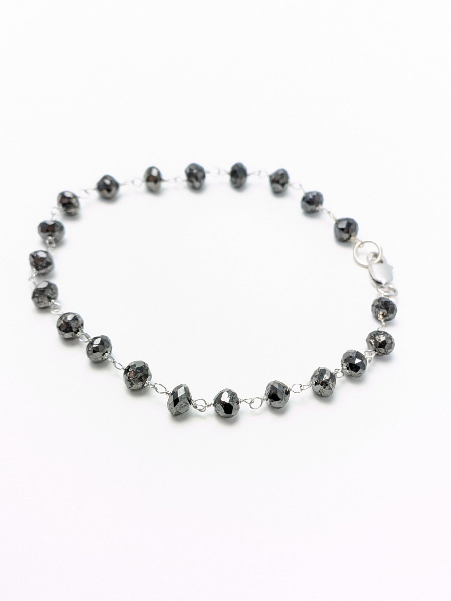 3.5-4.5mm Black Diamond Round Rosary Bracelet (8.5-11ct Tot. Dia. Wt)