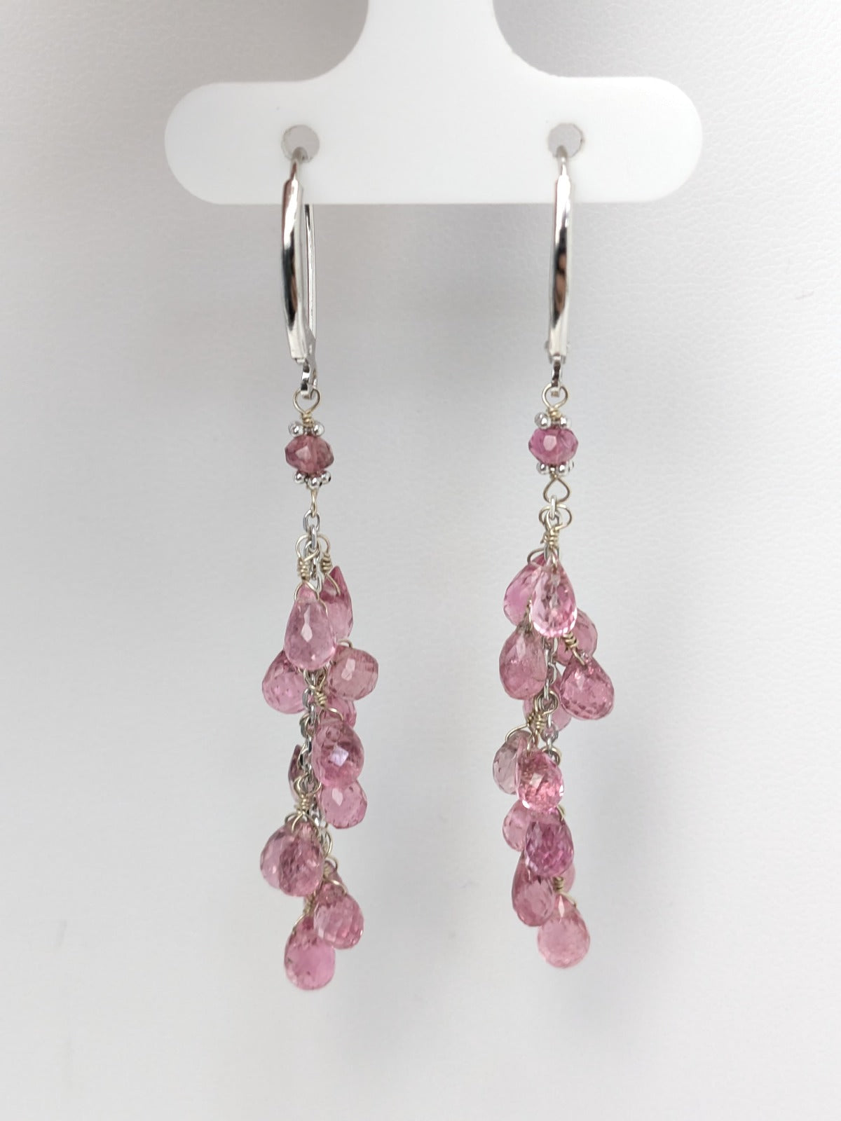 Sapphire Cluster Earrings in 14KY and 14KW