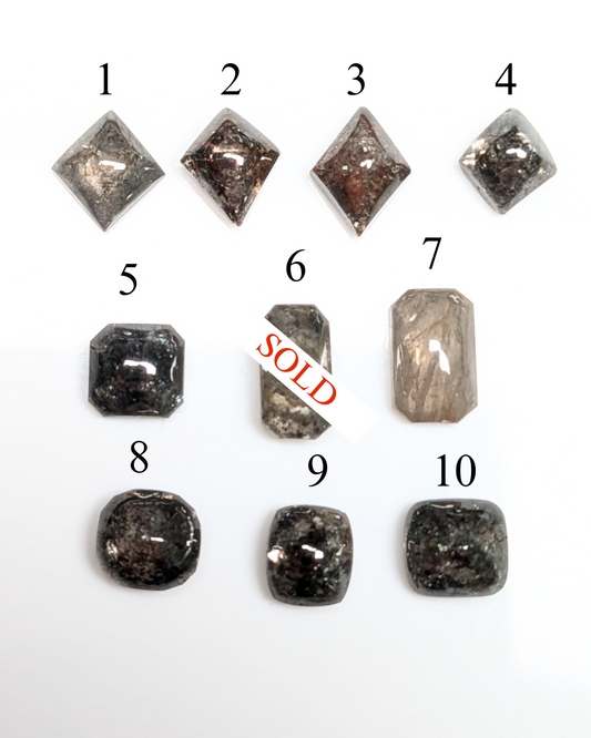 Salt and Pepper Diamond Cabochons