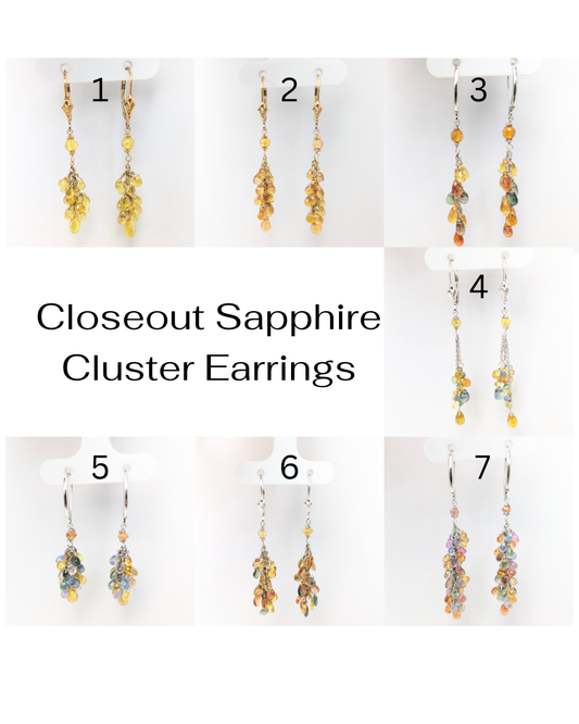 Deal of the Day - Multicolor Sapphire Briolette Cluster Earrings