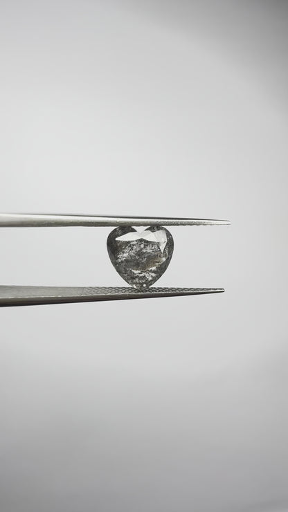 Heart Shape Salt + Pepper Diamond Double Cut - 2.01cts - 07787