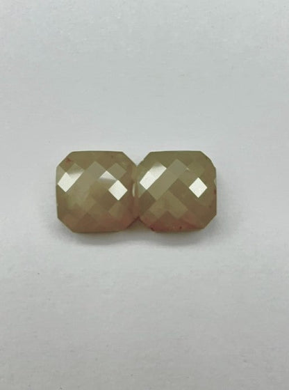 Pair Of Emerald Cut Rustic Opaque Light Yellow Diamond Checkerboard Rose Cuts - 2.71cts - 01699
