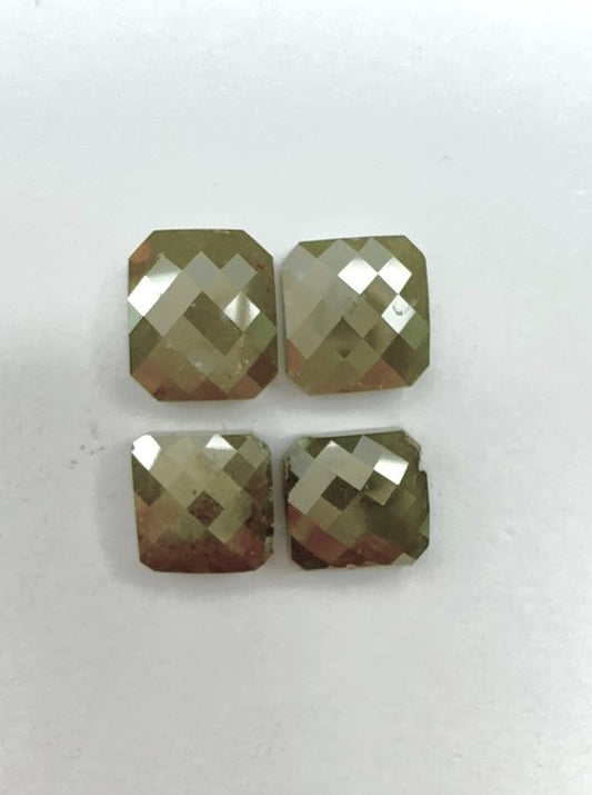 Parcel Of Emerald Cut Rustic Opaque Army Green Diamond Checkerboard Rose Cuts - 5cts - 01700