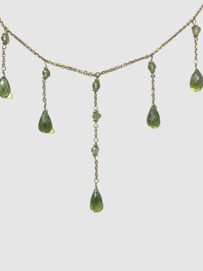 17" Peridot Cleopatra Necklace in 14KY - NCK-002-CLEOGM14Y-PDT-17
