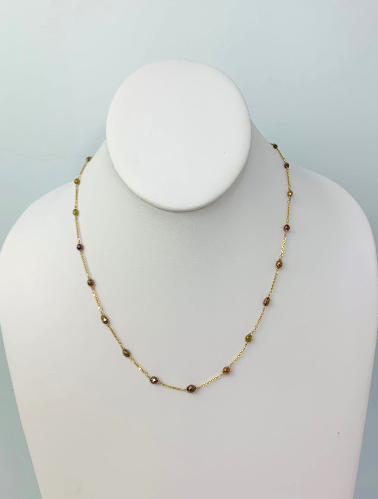 18" Brown Diamond Station Necklace in 18KY - NCK-030-TNCDIA18Y-BRN-18 5ctw