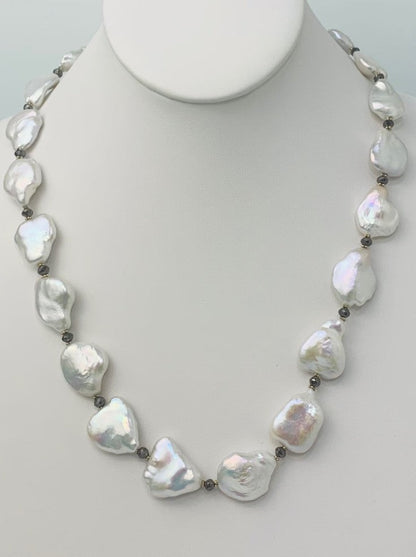 21" Black Diamond Freshwater Pearl Necklace in 14KY - NCK-111-CRDPRLDIA14Y-WHBLK-21-01974 12ctw