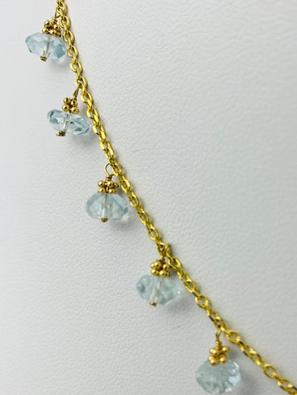 16" Aquamarine Dangly Necklace in 14KY - NCK-242-DNGGM14Y-AQ-16