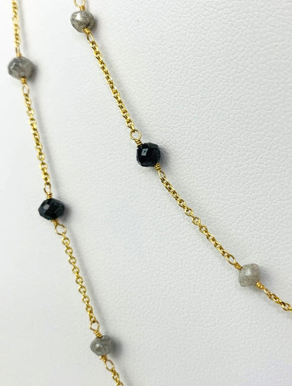 36" Black And Grey Alternating Diamond Station Necklace in 14KY - NCK-281-TNCDIA14Y-GRYBK-36 10.50ctw