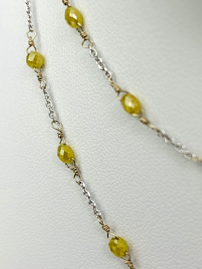 27" Yellow Diamond Station Necklace in 18KW - NCK-289-TNCDIA18W-YL-27