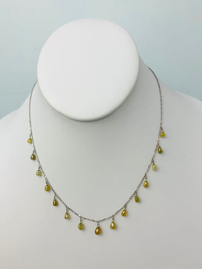 16" Brownish Yellow Diamond Dangle Necklace in 18KW - NCK-308-DNGDIA18W-YL-16