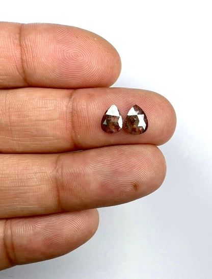 Pair Of Pear Shape Black And Red Salt + Pepper Diamond Rose Cuts - 1.11cts - 01573