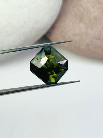 Emerald Cut Deep Green And Black Diamond Double Cut - 3.48cts - 01715