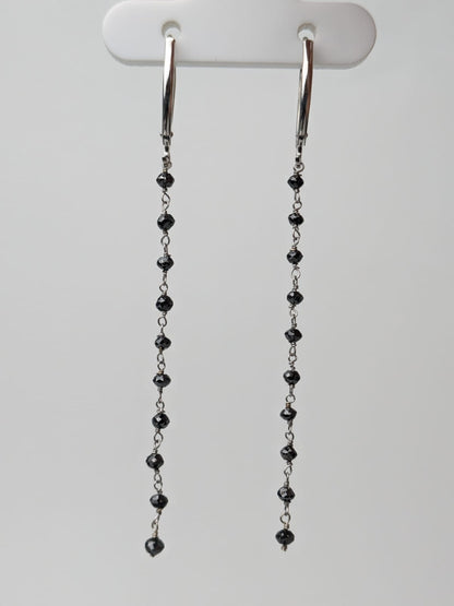 Black Diamond Drop Earrings in 14KY, 14KW, and 14KR