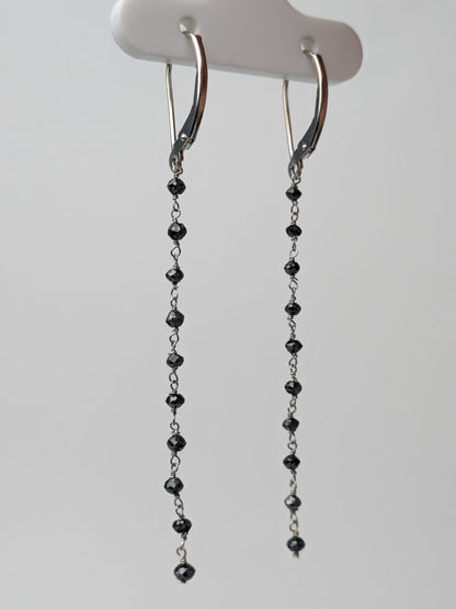 Black Diamond Drop Earrings in 14KY, 14KW, and 14KR