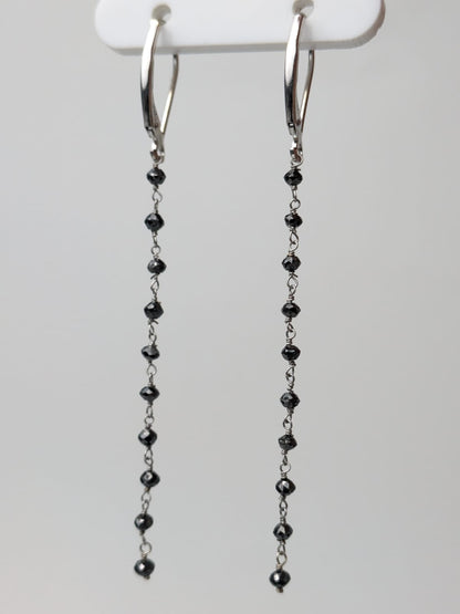 Black Diamond Drop Earrings in 14KY, 14KW, and 14KR