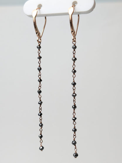 Black Diamond Drop Earrings in 14KY, 14KW, and 14KR