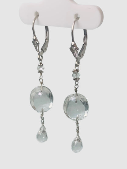 Crystal Quartz 3 Station Drop Earrings in 14KW - EAR-023-3DRPGM14W-MD-CQ