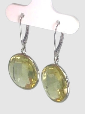 Lemon Quartz Round Bezel Earrings in 14KW - EAR-046-BZGM14W-LQZ-10