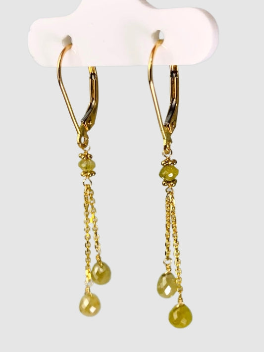 Lariat Earring With Yellow Diamonds in 14KY - EAR-066-2DTSDIA14Y-YL