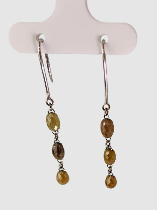 Earth Tone Diamond Rosary Earrings in 14KY - EAR-076-ROSDIA14W-ERTH