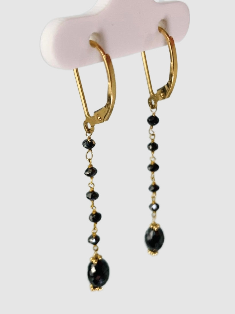 Memo K and Co - Black Diamond Rosary Earrings in 14KY - EAR-079-ROSDIA14Y-BLK