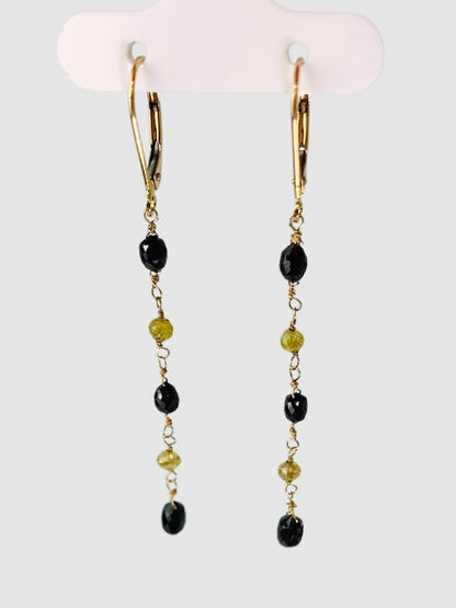 Black and Yellow Diamond Rosary Earrings in 14KY - EAR-081-ROSDIA14Y-YLBLK 2.8ctw