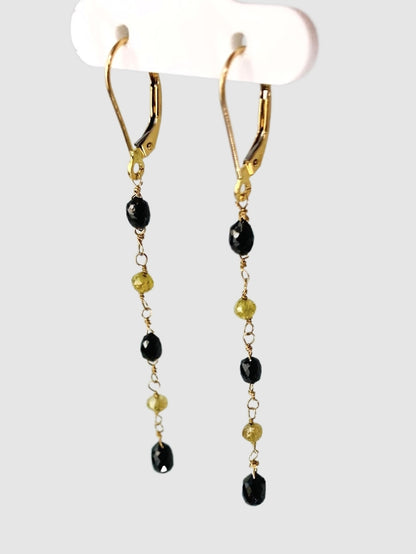 Black and Yellow Diamond Rosary Earrings in 14KY - EAR-081-ROSDIA14Y-YLBLK 2.8ctw