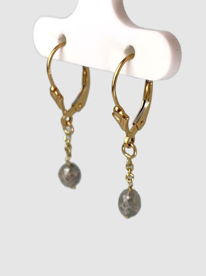 Grey Diamond Bead Earrings in 14KY - EAR-083-TNCDIA14Y-GRY 2ctw