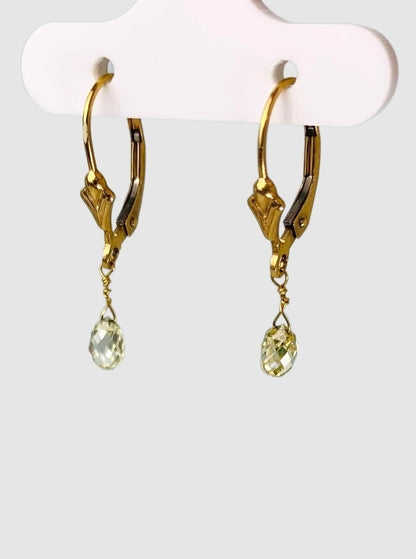 Fine Diamond Briolette Drop Earrings in 14KW - EAR-084-DIA14Y-WH 1ctw