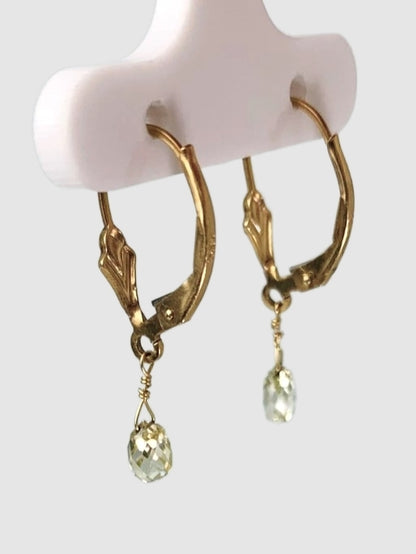 Fine Diamond Briolette Drop Earrings in 14KW - EAR-084-DIA14Y-WH 1ctw