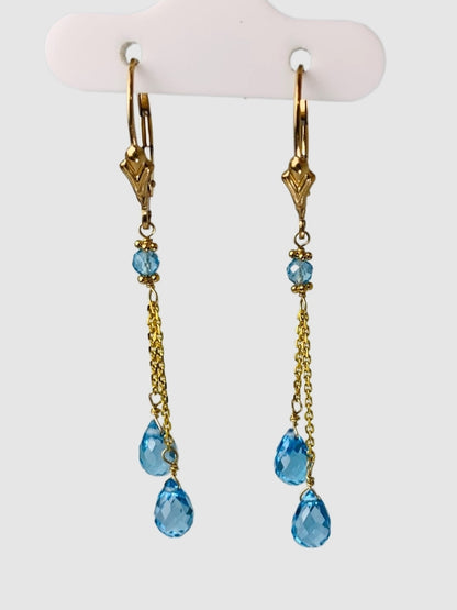 Blue Topaz Lariat Earrings in 14KY - EAR-100-LARGM14Y-BT-MD-DK