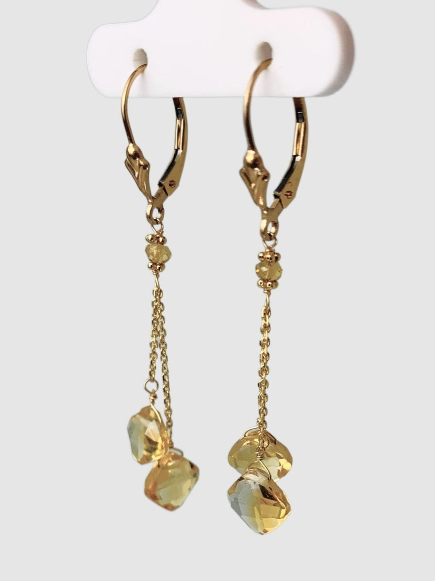 Citrine Lariat Earrings in 14KY - EAR-103-LARGM14Y-CIT