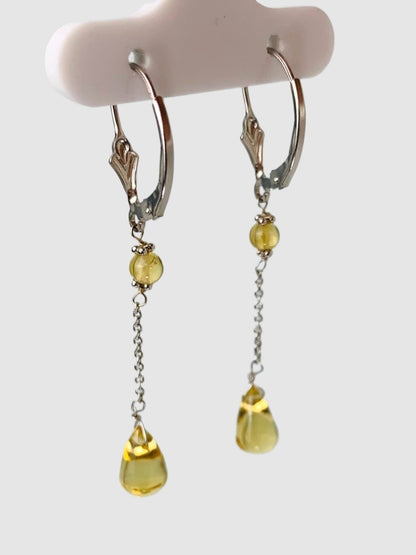 Citrine 2 Station Drop Earrings in 14KW - EAR-158-DRPGM14W-CIT