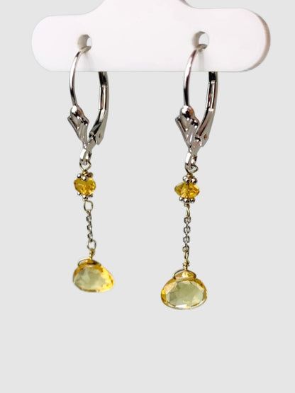 Citrine 2 Station Drop Earrings in 14KW - EAR-157-DRPGM14W-CIT