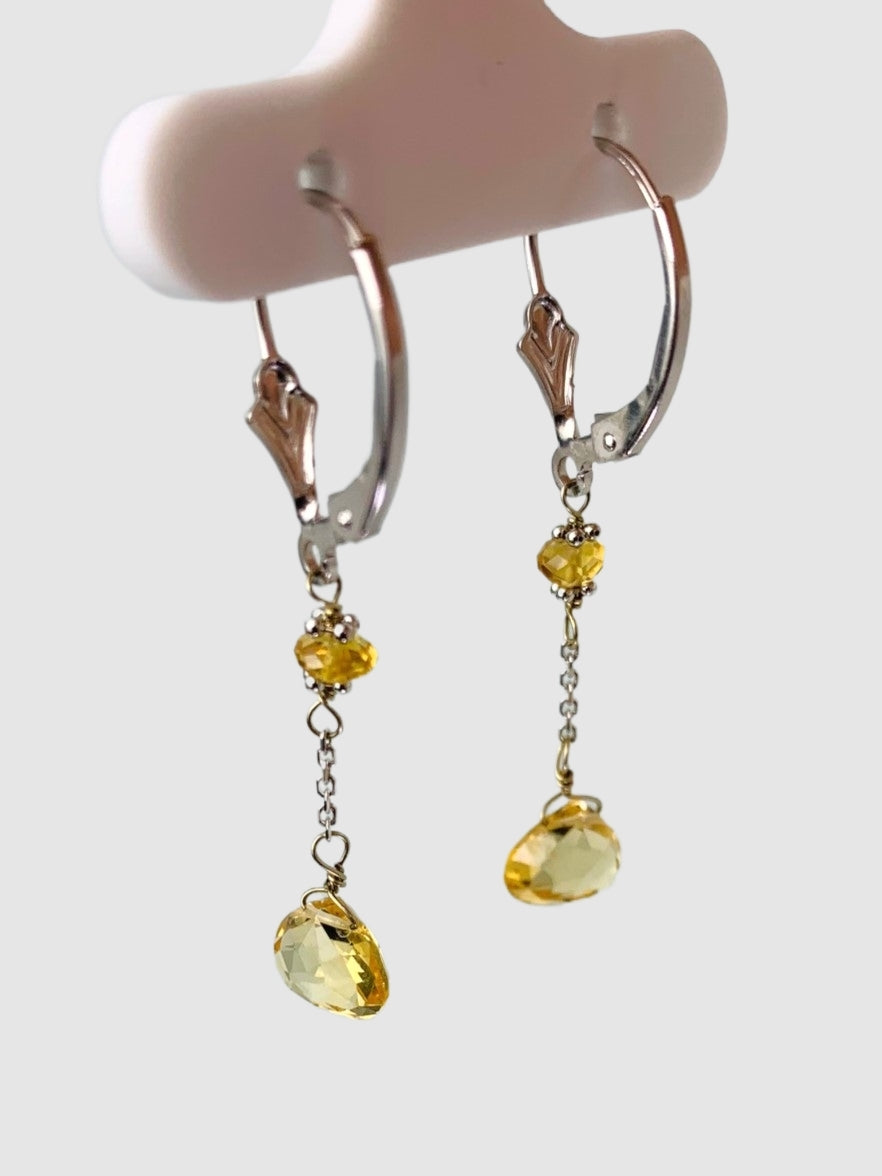 Citrine 2 Station Drop Earrings in 14KW - EAR-157-DRPGM14W-CIT