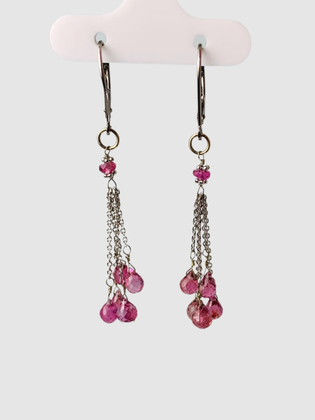 Pink Tourmaline Tassel Earrings in 14KW - EAR-194-TASGM14W-PT
