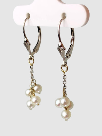 White Freshwater Pearl Tassel Earrings in 14KW - EAR-204-TASPRL14W-WH