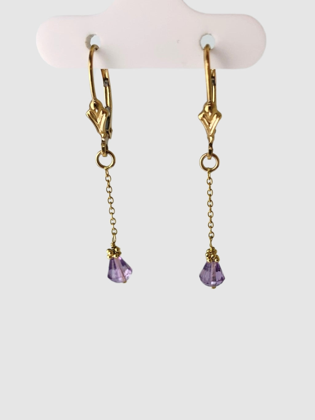 Amethyst Single Stone Drop Earrings in 14KY - EAR-208-1DRPGM14Y-AMY