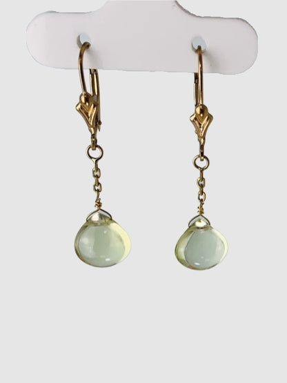 Lemon Quartz Drop Earrings in 14KY - EAR-242-1DRPGM14Y-LQ