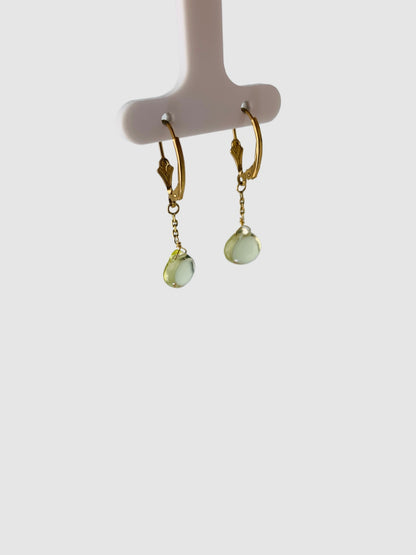 Lemon Quartz Drop Earrings in 14KW - EAR-242-1DRPGM14W-LQ